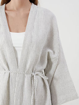 ?al Yaka ?izgili M?slin Kad?n Kimono