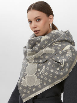 В составе ШЕРСТЬ и КАШЕМИР Большой, мягкий, теплый двусторонний палантин