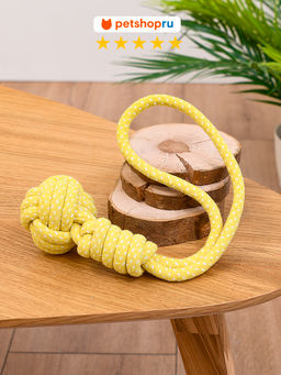 Игрушка для собак шар из каната с ручкой, хлопок, 35см, в асортименте PS25144