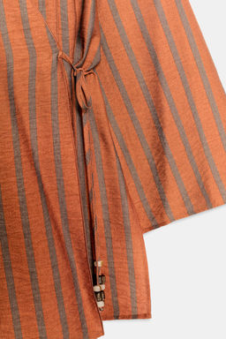 CHAQUETA CRUZADA RAYAS / Naranja quemado