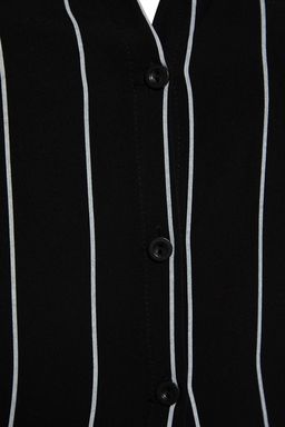 Trendyolmilla Siyah Cizgili Y?rtmac Detayl? Viskon Gomlek-Pantolon Dokuma Pijama Tak?m? THMAW23PT00158  фото 7