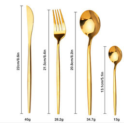 Набор ножей 6шт 22см золотое напыление, нержавеющая сталь - Family фото 3