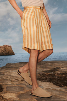 LIMITED EDITION STRIPED LINEN BERMUDA SHORTS - Zara фото 11