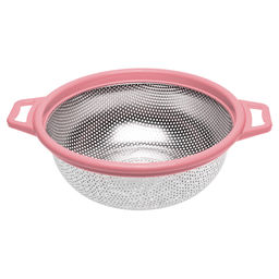 Дуршлаг из нержавеющей стали Гурман колор д23,5см h9,7см, 2,3л, s0,40мм, пластмассовый ободок с ручками - цвета микс, на ножках (Китай) - Домашняя мода фото 3