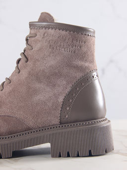 Ботинки 319.taskanaka.Тауп майами+капучино замша/шерсть