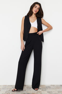 TRENDYOLMILLA Siyah Pileli Wide Leg/Rahat Kesim Orme Palazzo Pantolon TWOSS24PL00038 фото 8