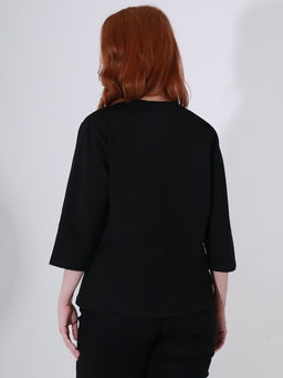 Блузка принт кошка со стразами - Almond фото 4