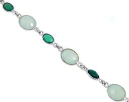 Браслет из серебра зеленый агат, халцедон, Ностальгия