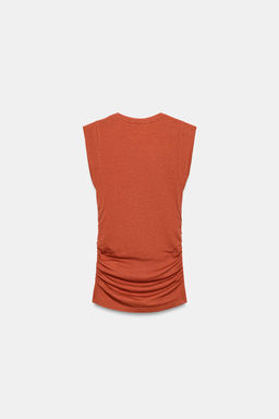 TOP FRUNCES LATERALES / Naranja quemado - Zara фото 9