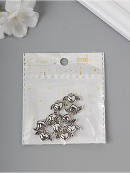 Цена за 2 шт. Декор для творчества металл «Сердце-чертёнок», серебро, набор 10 шт., 1.1×1.8×0.2 см