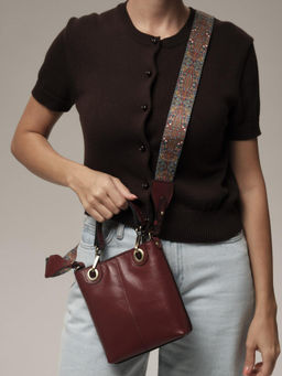 Сумка кожаная кросс-боди Deboro 30347 бордовый