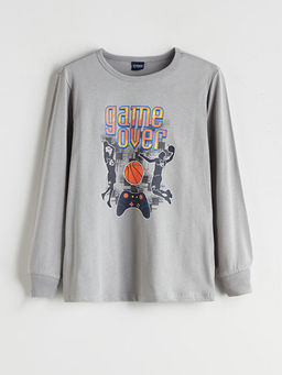 Bisiklet Yaka Bask?l? Erkek ?ocuk Pijama Tak?m?