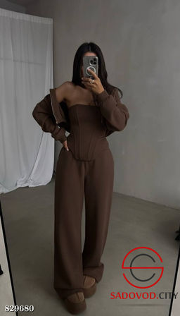 Корсет + брюки палаццо + худи на молнии