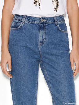 Beli Lastikli Straight Fit Kad?n Jean Pantolon