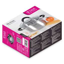 Кастрюля из нержавеющей стали Шелборн 2,2л, д18см, h9см, s0,6мм, дно s2,8мм, стеклянная жаропрочная крышка, стальной обод, пароотвод, силиконовые вставки черного цвета, капсулированное дно, полировка внешняя - матовая, внутренняя - зеркальная, мерн - Домашняя мода фото 7