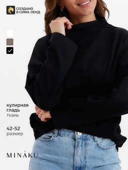 Лонгслив женский MINAKU: Casual Collection, чёрный, размер 42  фото 43