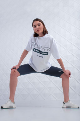 Арт. 5736 Костюм с велосипедками 42-50 (5 шт) Цвет:верх-белый,низ-антрацитовый - Калинка фото 2