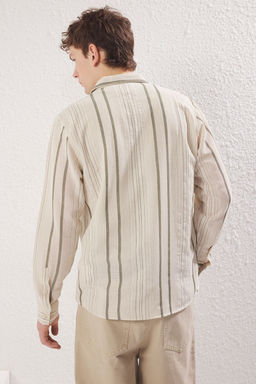 TRENDYOL MAN Premium Regular Fit Siyah Cizgili Keten Dokulu Gomlek TMNSS23GO00056 - Trendyolmilla фото 16