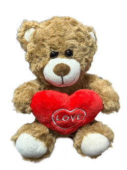 Мишка кудрявый с красным сердцем, 20см. (Белоруссия)