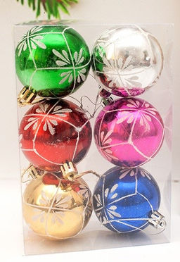 Набор шаров D=6см, 6шт. (XY23-42) ассорти, в пвх упаковке