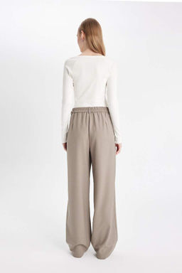 Широкие брюки стандартной длины с высокой талией и двойными карманами - Defacto фото 6