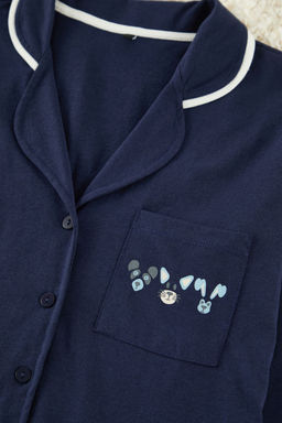 Trendyolmilla Gri Pamuklu Biye ve Cep Detayl? Bask?l? Orme Pijama Tak?m? THMAW22PT0785 фото 6