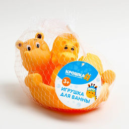 Резиновые игрушки для ванны Крошка Я «Мыльница: Бегемотики», 12 см, с пищалкой, в наборе 4 шт.