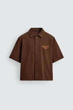 CAMISA LAVADA ESTAMPADO COMBINADO / Marr?n - Zara фото 7