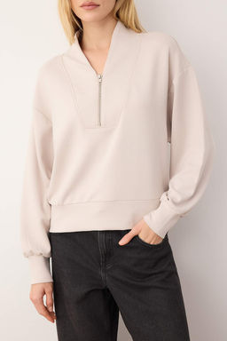 Tas Fermuarl? Dik Yaka Relaxed Orme Sweatshirt TWOAW26SW00031 - Trendyolmilla фото 3