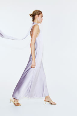 Vestido de sat?n con tirantes finos y fular - H&m фото 6