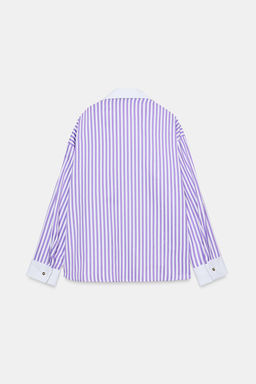 CAMISA POPEL?N RAYAS / Lila / Blanco - Zara фото 9