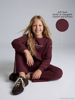 Bisiklet Yaka K?z ?ocuk Soft Touch Sweatshirt ve E?ofman Alt?
