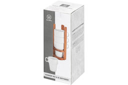 Набор 4 кружек 170 мл 10,5*8,5*21 см Айсберг на дерев. подставке - Elan gallery фото 11