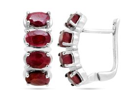 Серьги из серебра рубин корунд, Киноа