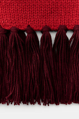 STRIPED KNIT SCARF WITH FRINGING