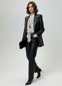 Блузка с отлетными рюшами OD-914-6 молочный с черным