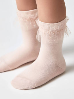Цена за 2 пары CONTE-KIDS Носки TIP-TOP с лентой из фатина персик