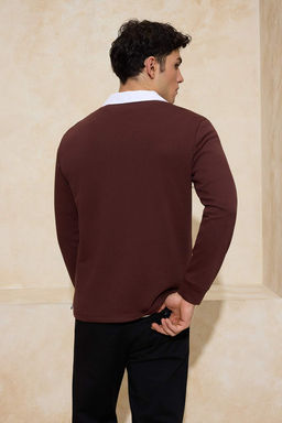 Lacivert Yeni Oversize/Genis Kesim Yakas? Dokuma Polo Yaka Sweatshirt TMNAW26SW00012 - Trendyolmilla фото 15