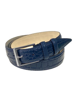 Мужской ремень из натуральной кожи, цвет синий