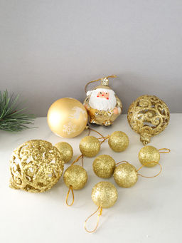 Новогоднее украшение Шары 18 штук 24х6 см / WF-207 /уп 80/золото - ГалеонТрейд фото 2