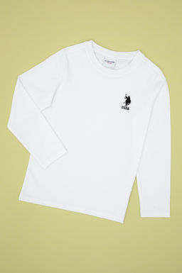 Erkek _ocuk Beyaz Basic Bisiklet Yaka Sweatshirt Sepette S_rpriz _ndirim