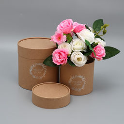 Набор шляпных коробок из крафта 2 в 1 Present for you, 12 х 12, 15 х 15 см