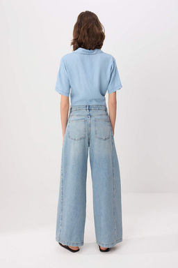 Mavi Dikis Detayl? Yuksek Bel Wide Leg Jeans TWOSS26JE00318 - Trendyolmilla фото 5