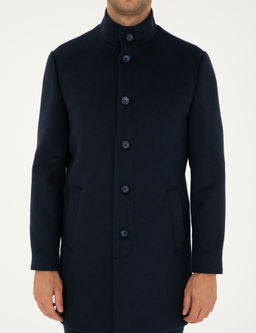 Lacivert Y_n Kar___ml_ Slim Fit Palto - Pierre cardin фото 7