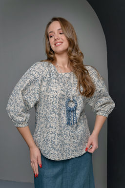 70% ЛЁН+30% ХЛОПОК свободная блуза - Новый лен фото 3