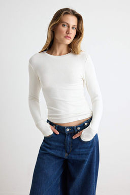 Siyah-Ekru 2li Paket Parmak Ge_meli D_z Fitted Bisiklet Yaka Yumu_ak _rme Bluz TWOAW27BZ00064 - Trendyolmilla фото 4