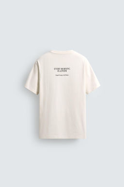 CAMISETA TEXTO ESTAMPADO / Crudo - Zara фото 9