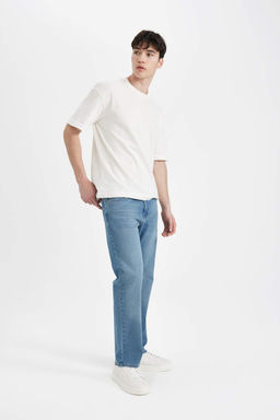 Джинсовые брюки Sergio Regular Fit Normal Mold с нормальной талией и зауженными штанинами - Defacto фото 5