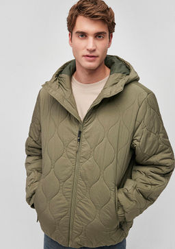 Kapusonlu Yesil Kapitone Ceket