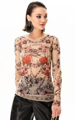 Лонгслив из сетки с круглым вырезом 457.4 - Sahar art lab фото 13